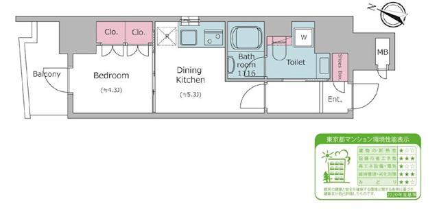 日本橋本町の完工年月(2023年10月)築の賃貸マンションの間取り