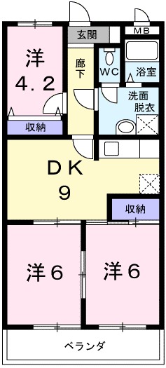 ベルデュール・03030号室の間取り