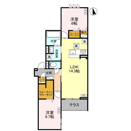 Lugar宿郷・101号室の間取り
