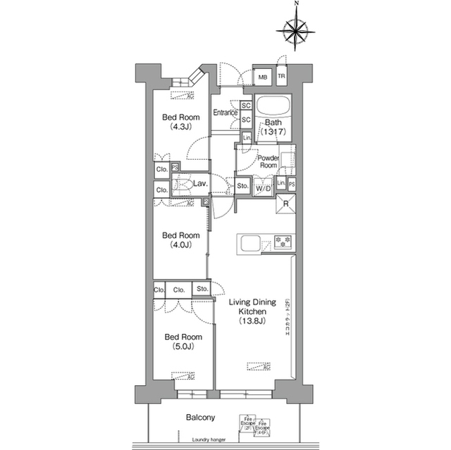 コンフォリア・リヴ八坂富士見の間取り
