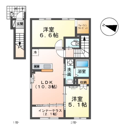 (仮称)市原市市原新築アパートの間取り