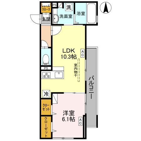 D-room Fiore ”N”の間取り