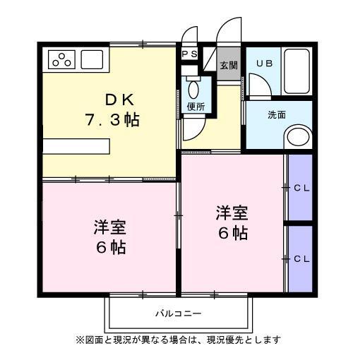 シティーハイツ ひまわりB棟の間取り