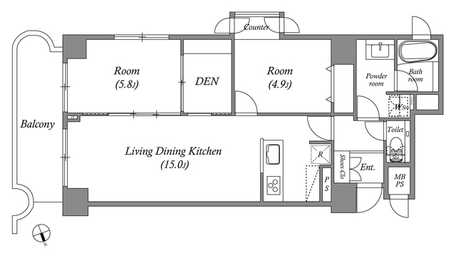 コスモリード大森西・1002号室の間取り