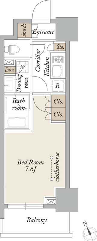 プライマル浅草言問通・0702号室の間取り