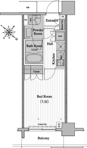 月島の完工年月(2006年9月)築の賃貸マンションの間取り