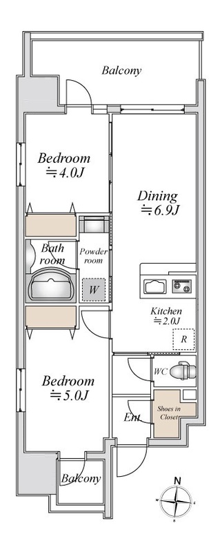 ドゥーエ両国Ⅲ・0501号室の間取り