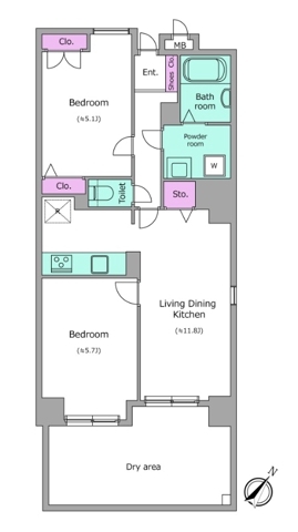 赤坂の完工年月(1999年9月)築の賃貸マンションの間取り