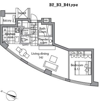 赤坂の完工年月(2004年8月)築の賃貸マンションの間取り