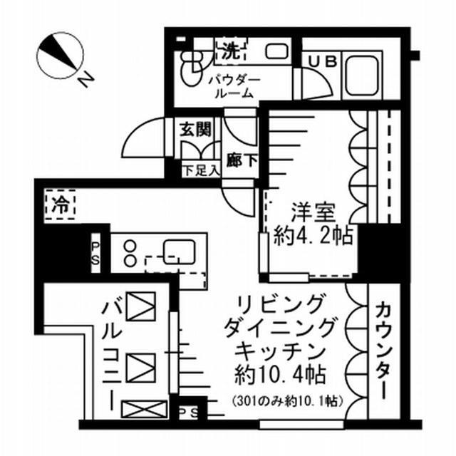 勝どきの完工年月(2008年2月)築の賃貸マンションの間取り