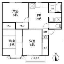 大字的場の完工年月(1996年2月)築の賃貸アパートの間取り
