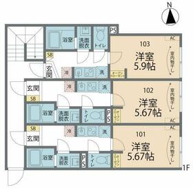 ｅｖｅｒＣｒｅｓｔ赤羽志茂・101号室の間取り