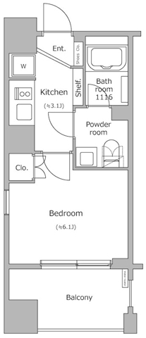 レジディア市ヶ谷・1201号室の間取り