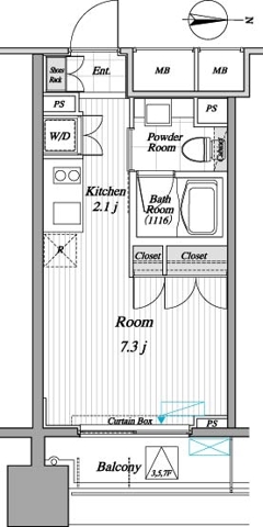 緑の完工年月(2008年1月)築の賃貸マンションの間取り