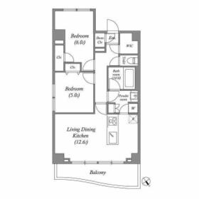 Ｐｒｉｍａｌ　Ｔａｂａｔａ・1204号室の間取り