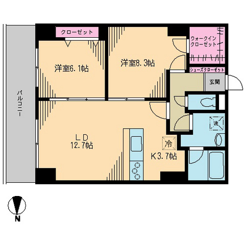 クレドラテース白河・705号室の間取り