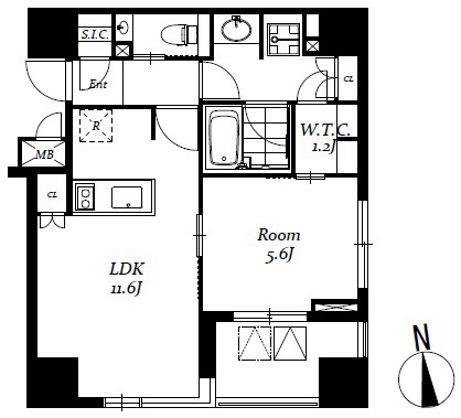 日本橋馬喰町の完工年月(2008年3月)築の賃貸マンションの間取り