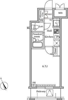 広尾の完工年月(2005年11月)築の賃貸マンションの間取り