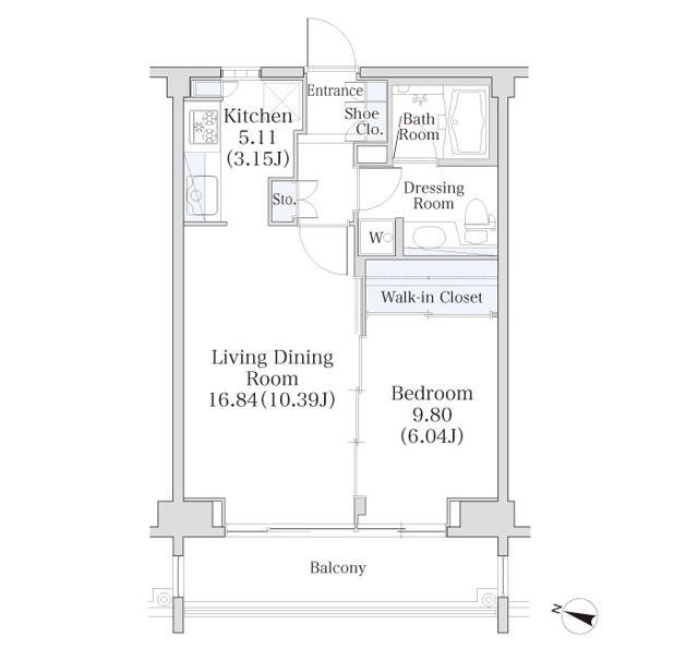 住吉町の完工年月(2007年2月)築の賃貸マンションの間取り