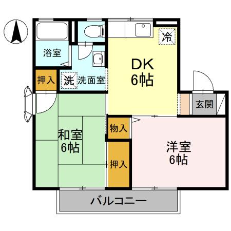 岡庭ハイツ Bの間取り