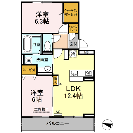 D-roomS・K A棟の間取り