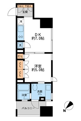 プロスペクトＫＡＬＯＮ三ノ輪・0802号室の間取り