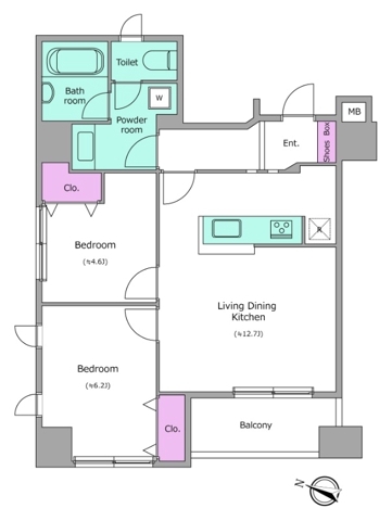 日本橋久松町の完工年月(2006年3月)築の賃貸マンションの間取り