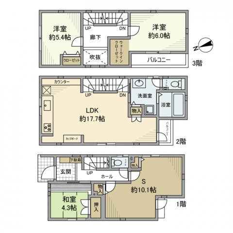 高円寺南戸建の間取り