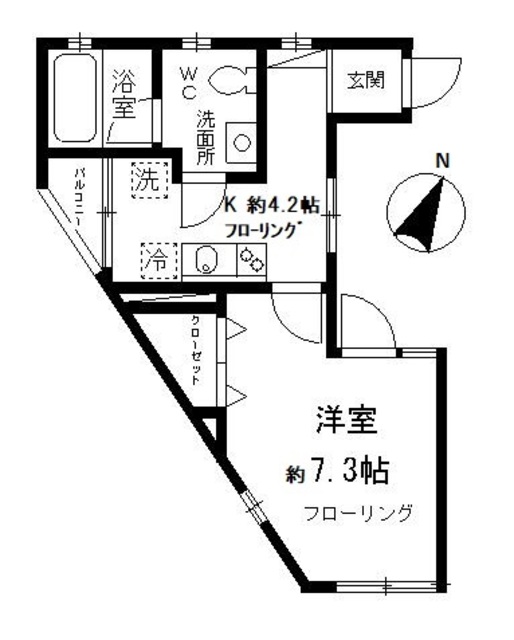 コモランセカナヅカ・101号室の間取り