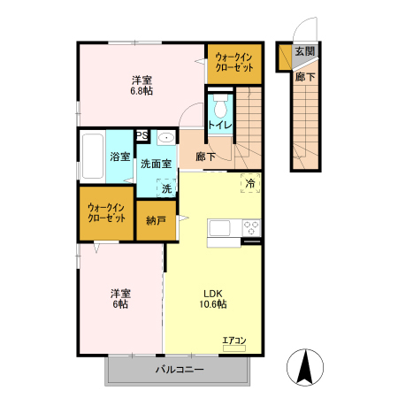 フルール・ド・ティアラ Eの間取り