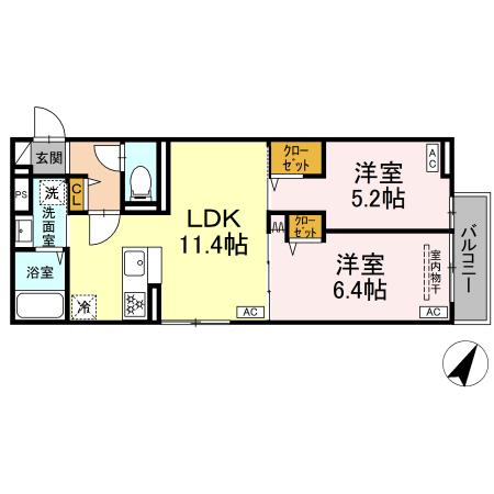 セレスティア白鷺Ⅱ・202号室の間取り