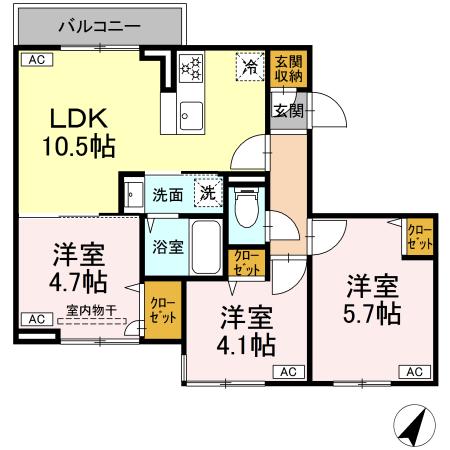 セレスティア白鷺Ⅱ・301号室の間取り
