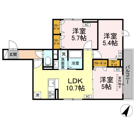 セレスティア白鷺Ⅱ・302号室の間取り