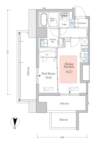 南品川の完工年月(2021年10月)築の賃貸マンションの間取り
