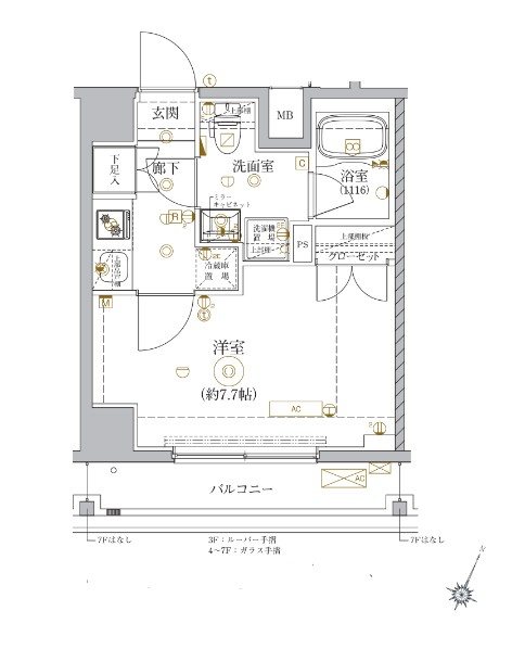 ベルシード門前仲町II・404号室の間取り