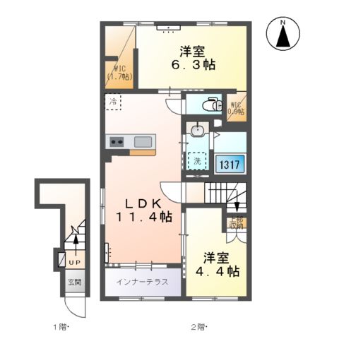 岩倉市東町藤塚Ⅱ期 新築アパートの間取り