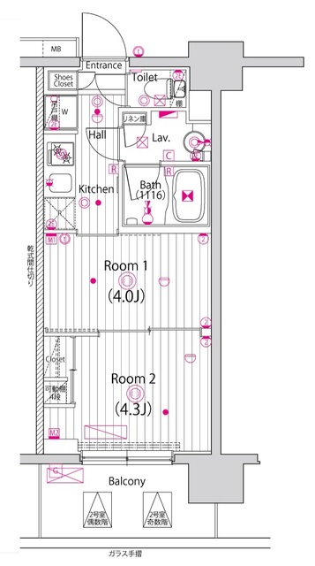 ガーラ・ヴィスタ大島・302号室の間取り