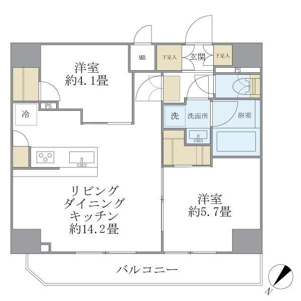 アジールコート町屋・601号室の間取り