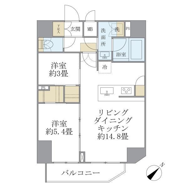 アジールコート町屋・503号室の間取り