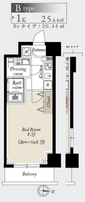 グランカーサ住吉・0702号室の間取り