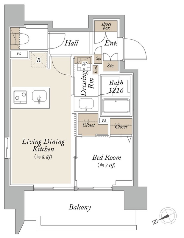オーキッドレジデンス芝浦・0902号室の間取り