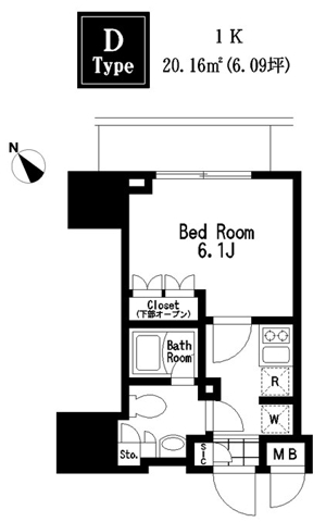 大森北の完工年月(2012年12月)築の賃貸マンションの間取り