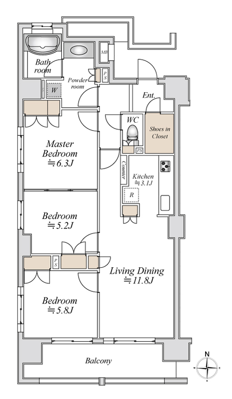 アールスタイルズ武蔵小杉EASTの間取り