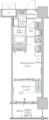 根岸の完工年月(2025年2月)築の賃貸マンションの間取り