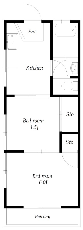 程久保の完工年月(1976年10月)築の賃貸アパートの間取り
