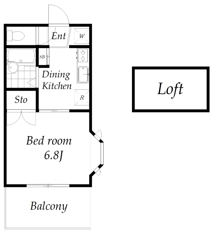 新善町の完工年月(1990年10月)築の賃貸アパートの間取り