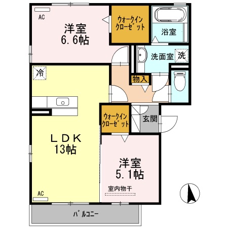 セジュール 三ツ池 A棟の間取り
