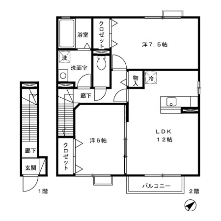 フォンティーヌ清水 B棟の間取り