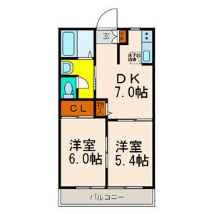 ルシェルブルー大城Aの間取り