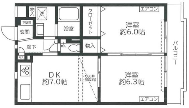 吉祥寺東町の完工年月(1995年3月)築の賃貸マンションの間取り